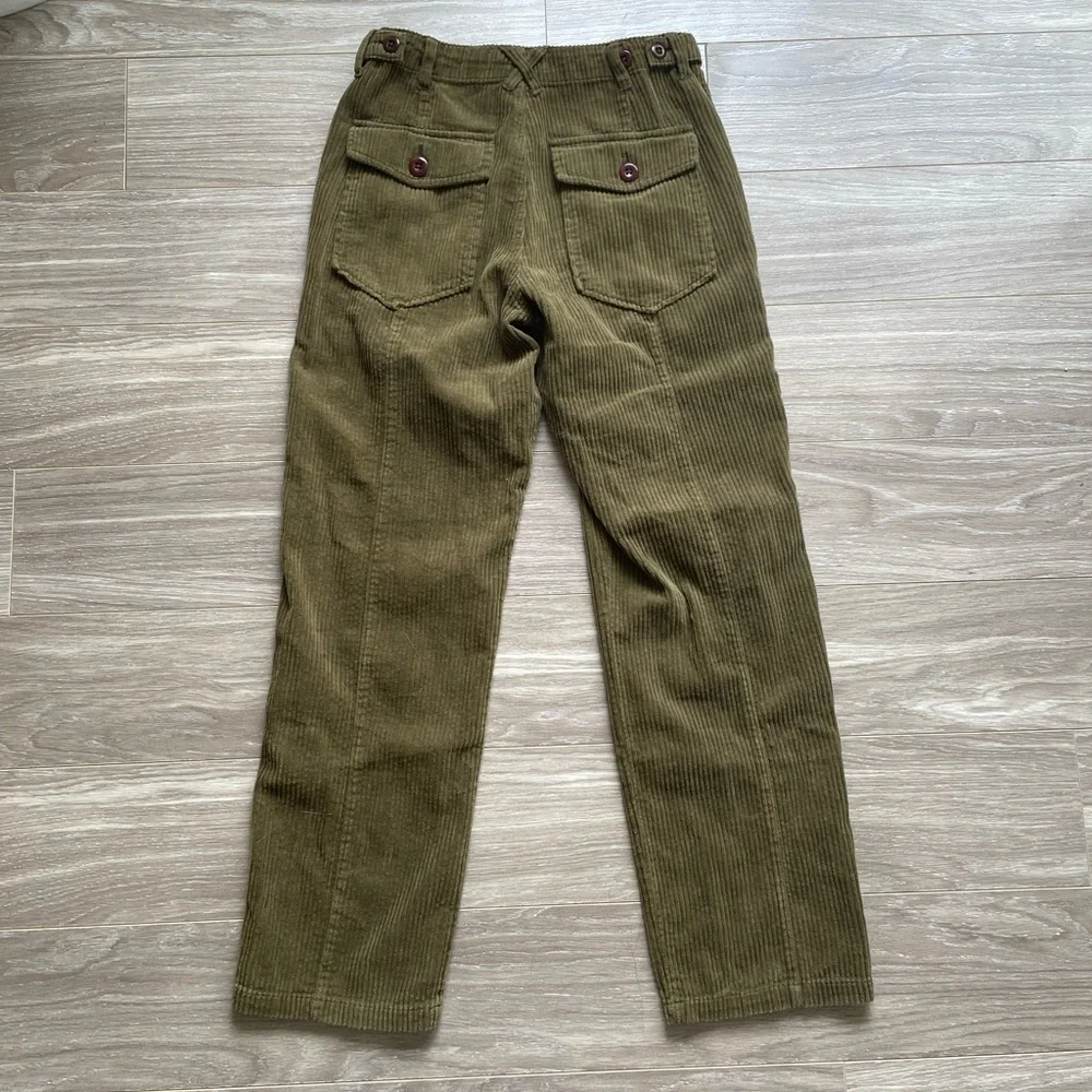NWT Alex Mill Women’s Neil Straight Leg Pant Corduroy Sz 2 Green 100% Cotton - Picture 13 of 14